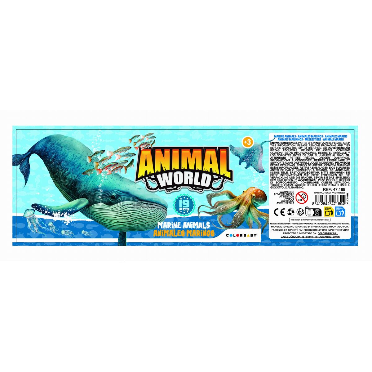Animal figures Colorbaby 19 Pieces Ocean Plastic 14 x 6 x 7 cm (6 Units)