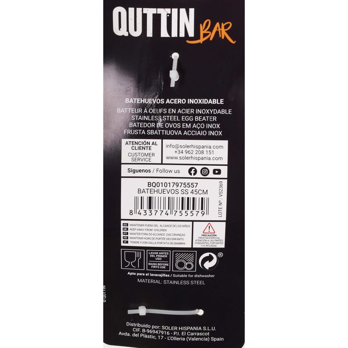 Manual Whisk Quttin 50 x 7,5 x 10 cm (12 Units)