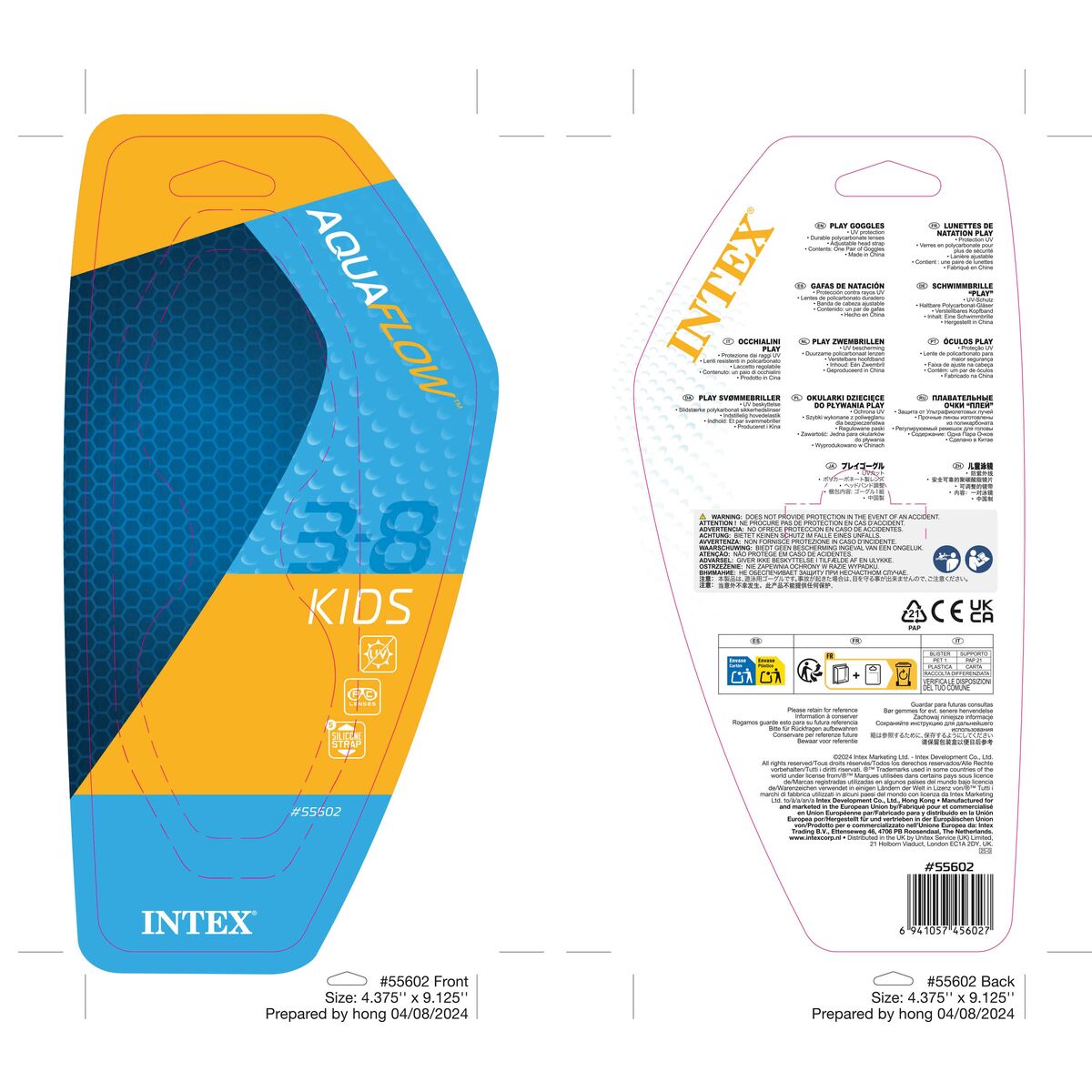 Children’s Swimming Goggles Intex Play (12 Units)