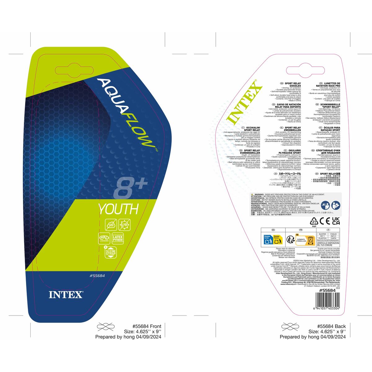Children’s Swimming Goggles Intex Sport Relay (12 Units)