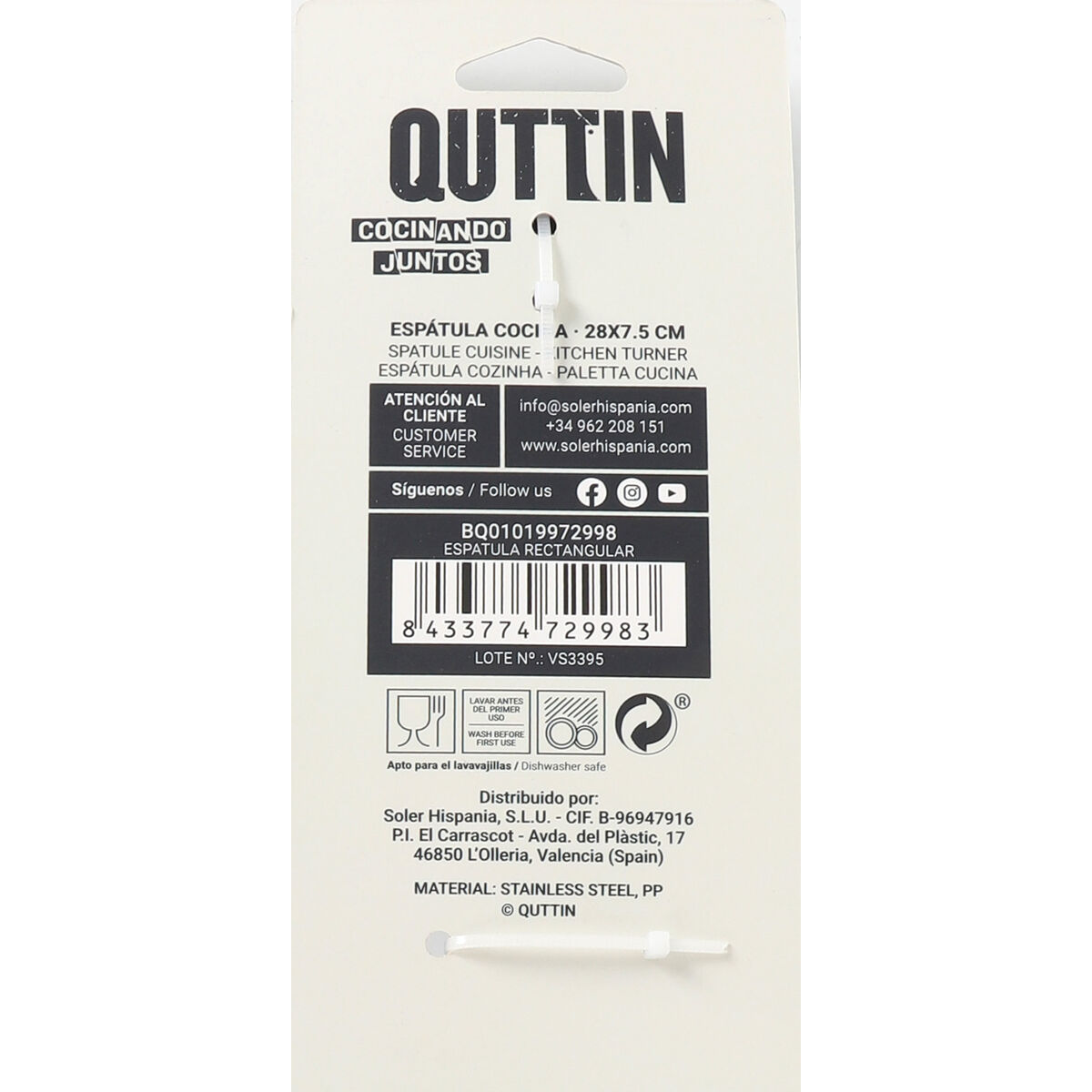 Spatula Quttin Rectangular 32 x 7 x 6 cm (18 Units)