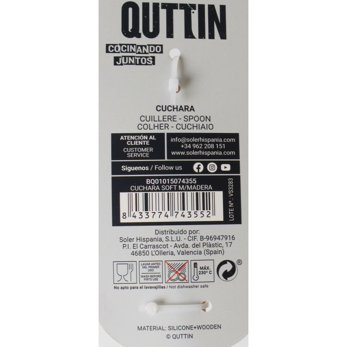 Ladle Quttin Wood 31,8 x 6,7 cm (18 Units)