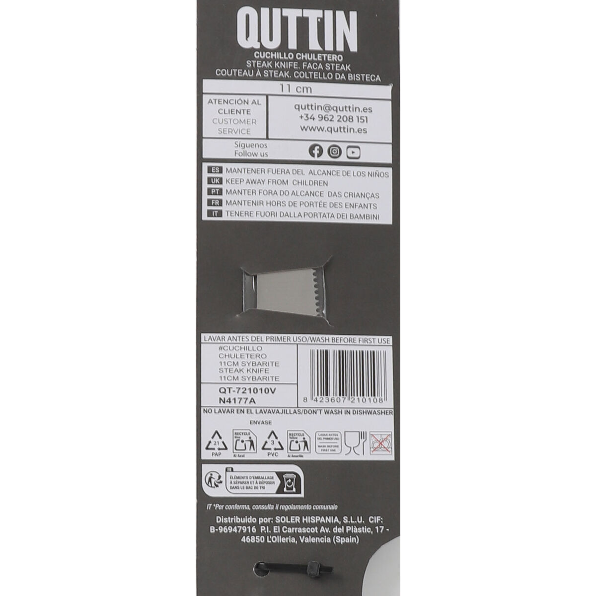 Knife for Chops Quttin Sybarite 11 cm (24 Units)