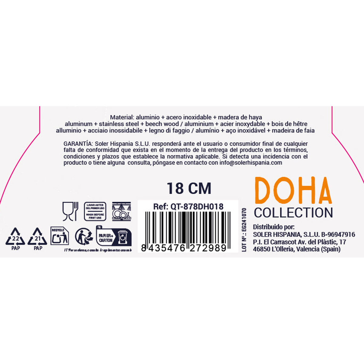 Pan Quttin Doha Toughened aluminium 37 x 18 x 5 cm (6 Units)