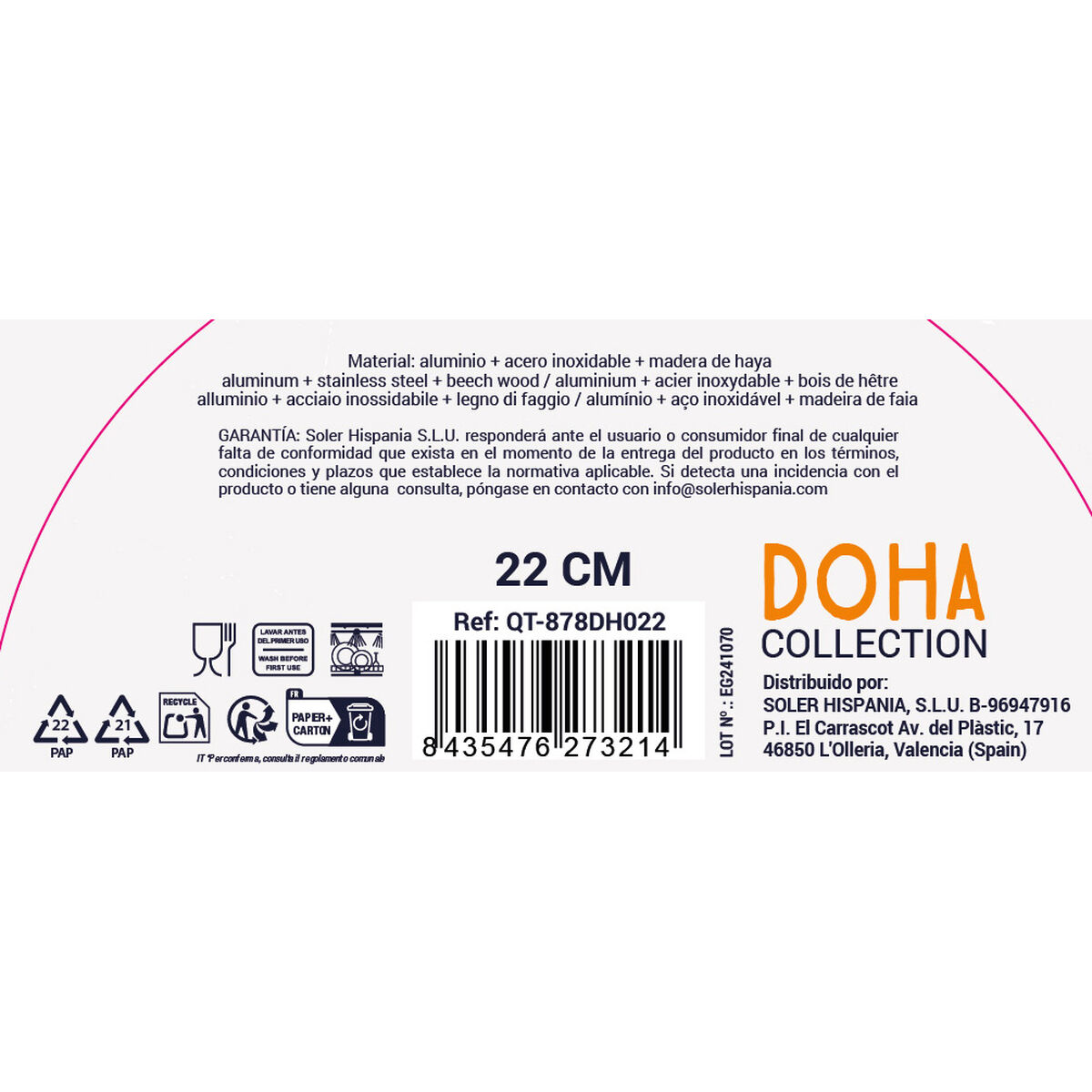 Pan Quttin Doha Toughened aluminium 45 x 22 x 5 cm (6 Units)