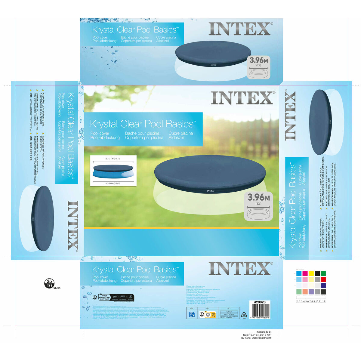 Swimming Pool Cover Intex Navy Blue 396 cm Circular (4 Units)