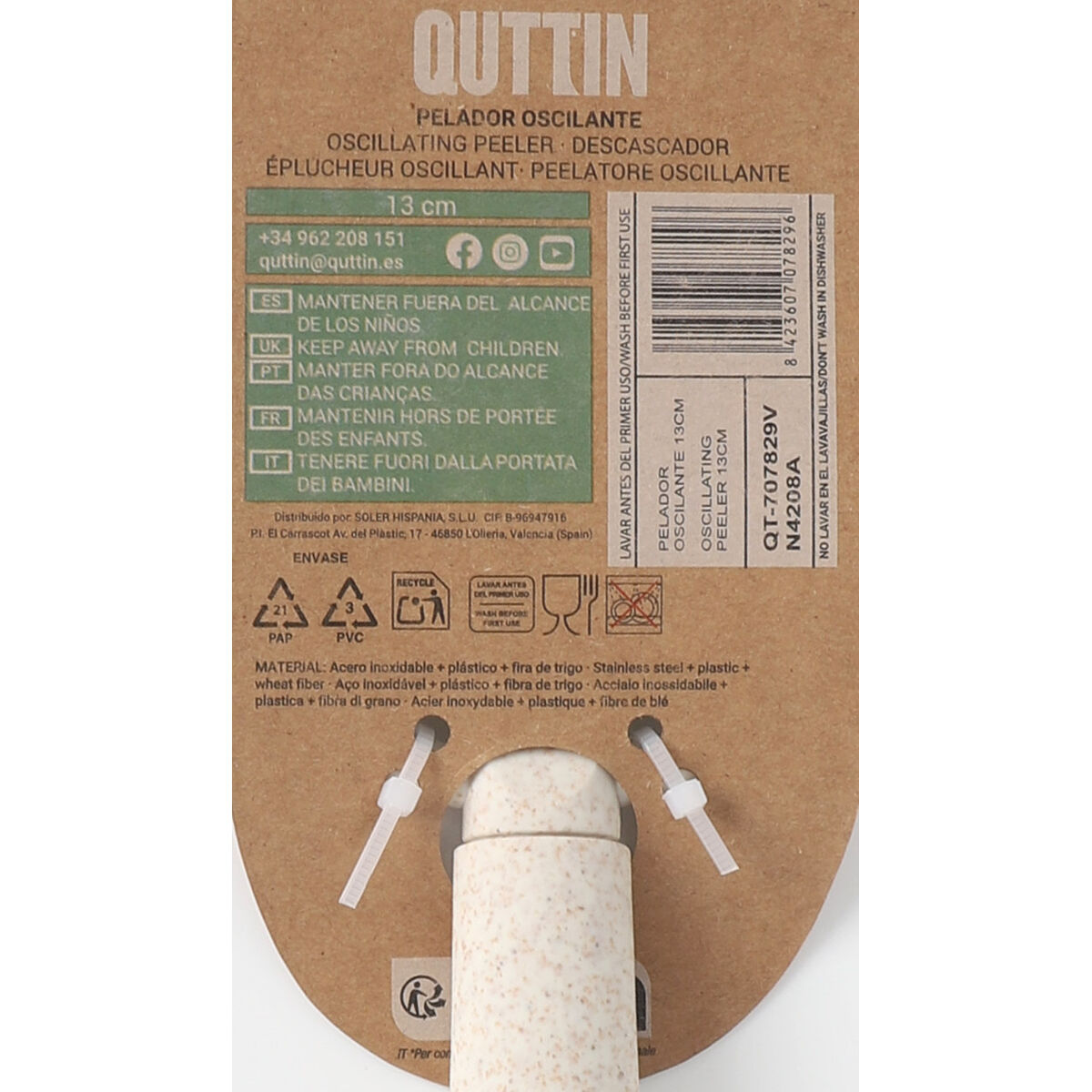 Fruit and Vegetable Peeler Quttin Bio Oscillation 13 cm (24 Units)