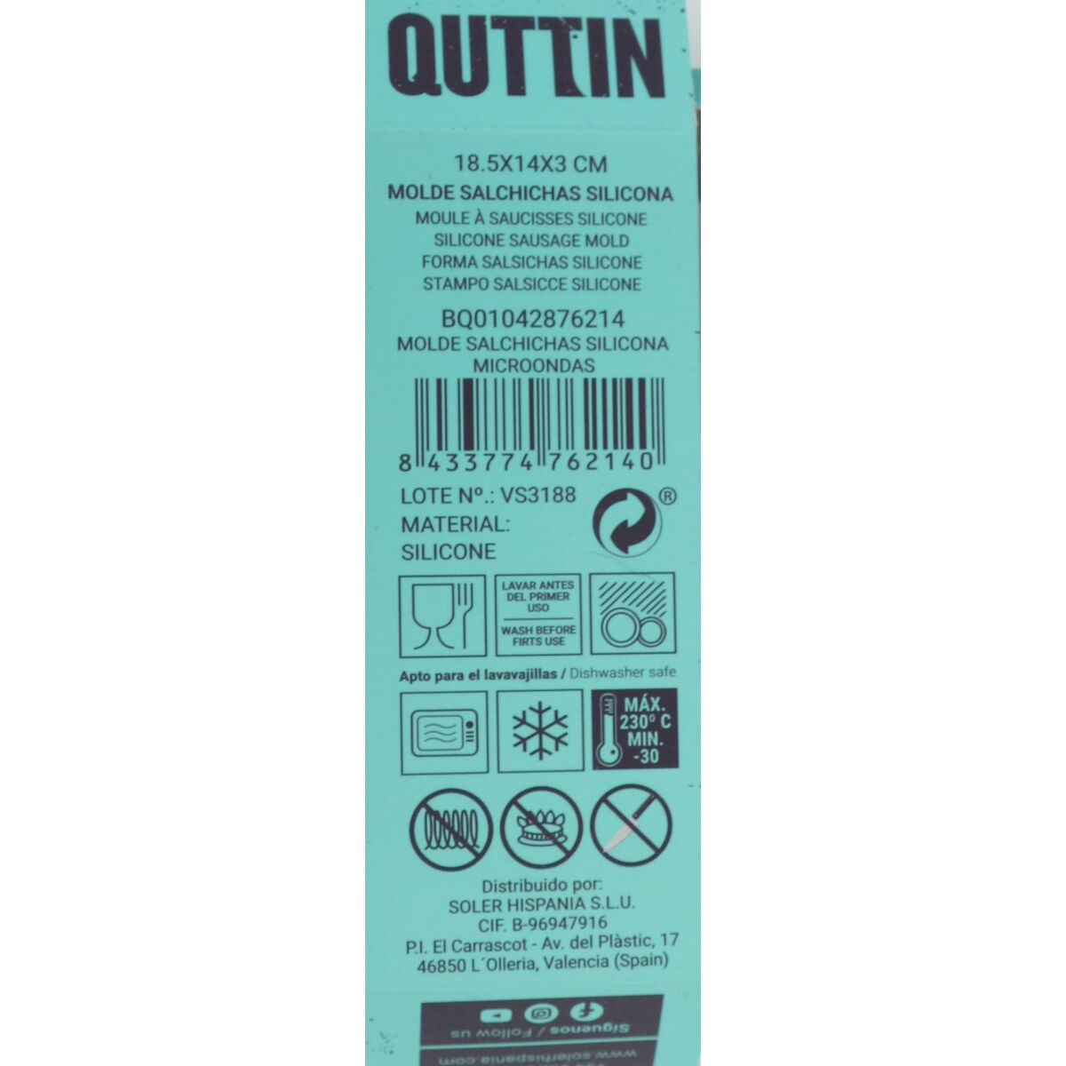 Sausage mould Quttin Microwave Silicone 17 X 18 cm (24 Units)