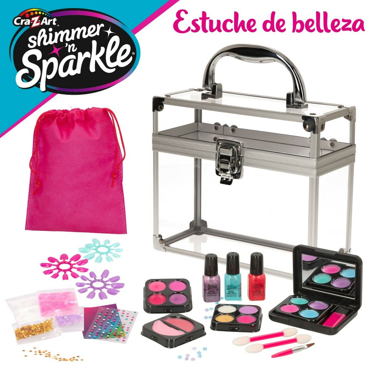 Children’s Make-up Set Cra-Z-Art Shimmer ‘n Sparkle Glam & Go 19 x 16 x 8 cm 4 Units