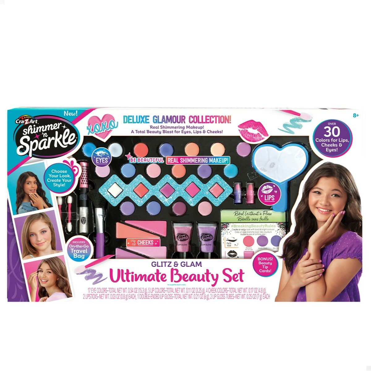 Children’s Make-up Set Cra-Z-Art Shimmer ‘n Sparkle Glitz and Glam 44,5 x 3,5 x 22,5 cm 4 Units