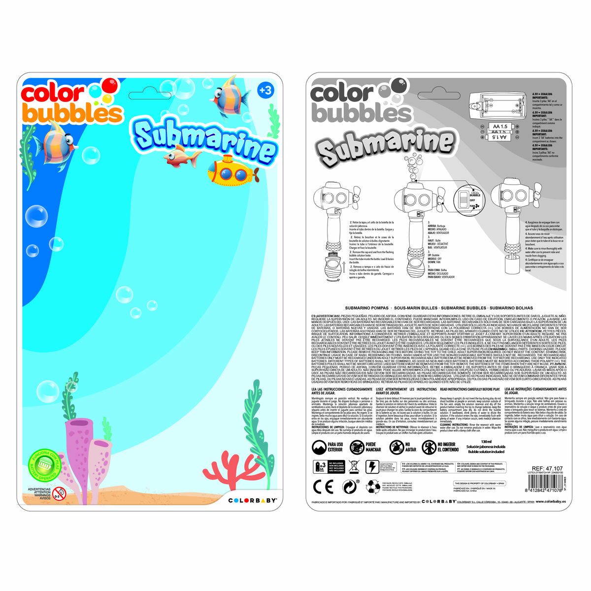 Bubble Blowing Game Colorbaby 14 x 28 x 7,5 cm (6 Units)