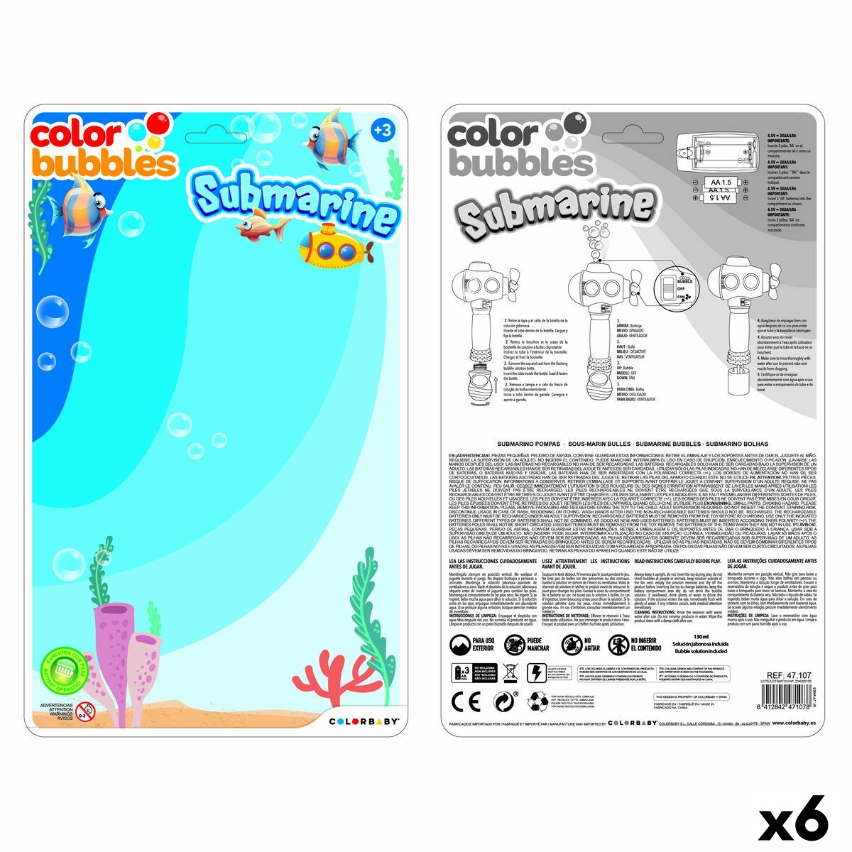 Bubble Blowing Game Colorbaby 14 x 28 x 7,5 cm (6 Units) Bubble Blowing Game Colorbaby 14 x 28 x 7,5 cm (6 Units)