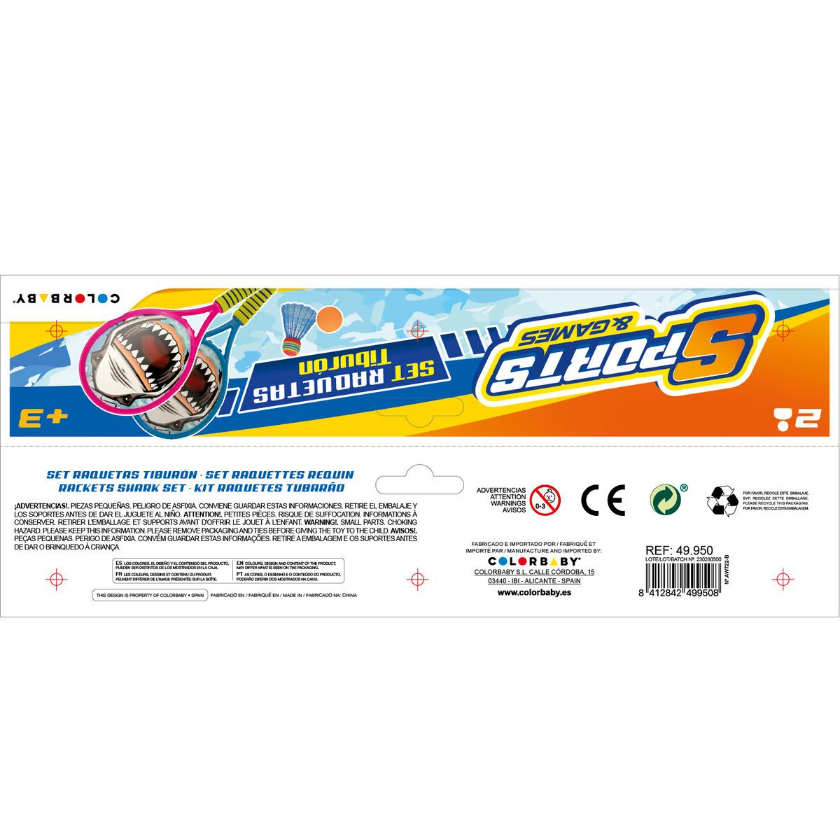 Racquet Set Colorbaby 22 x 48 x 1,8 cm (6 Units)