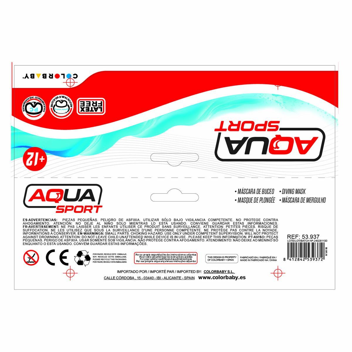 Diving Mask Colorbaby (12 Units)