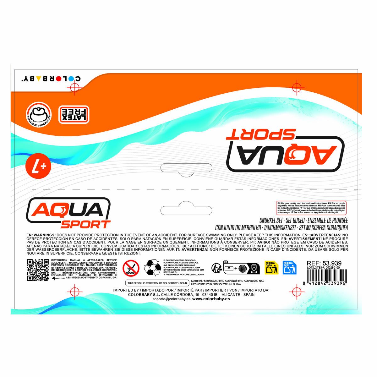 Diving Goggles with Snorkle and Fins Colorbaby (6 Units)