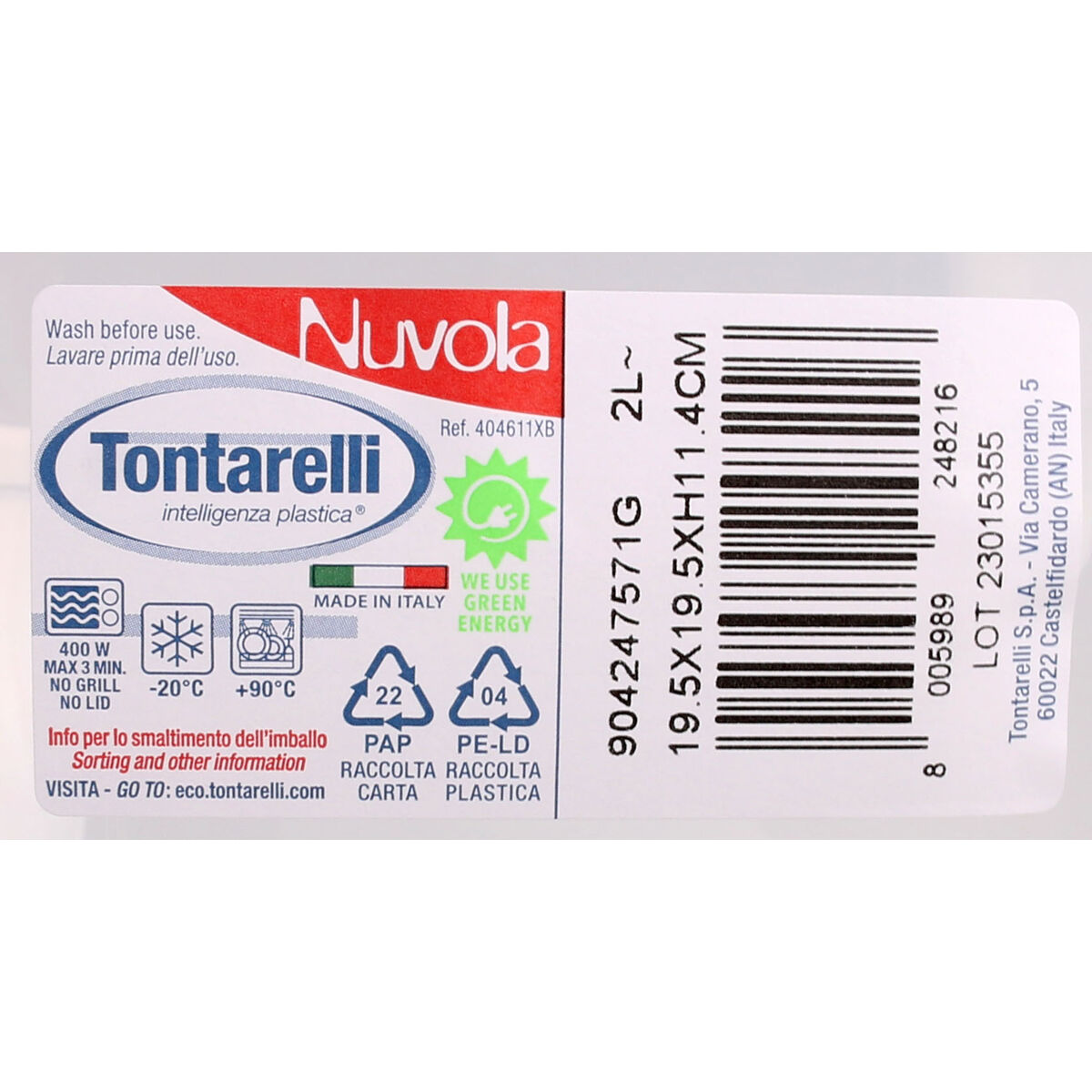 Set of lunch boxes Tontarelli Nuvola 2 L Blue Squared 2 Pieces (12 Units)