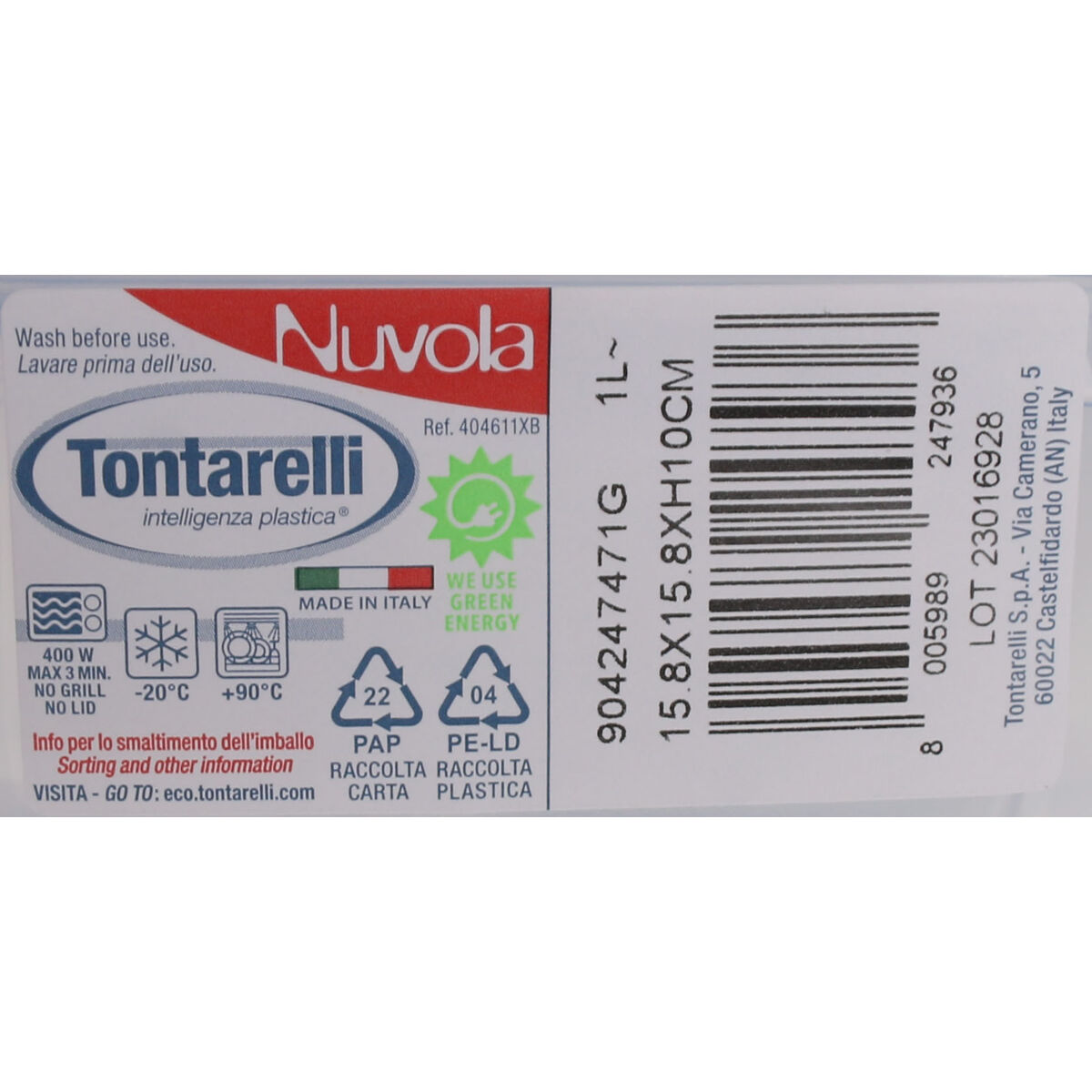 Set of lunch boxes Tontarelli Nuvola 1 L Blue Squared 3 Pieces (12 Units)