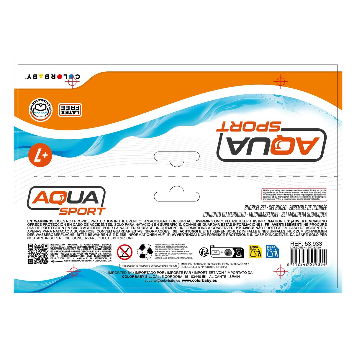 Snorkel Goggles and Tube Colorbaby Aqua Sport Children’s (12 Units)
