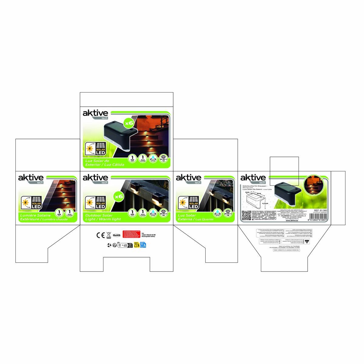 Solar lamp Aktive 8 x 4,5 x 4 cm (12 Units)