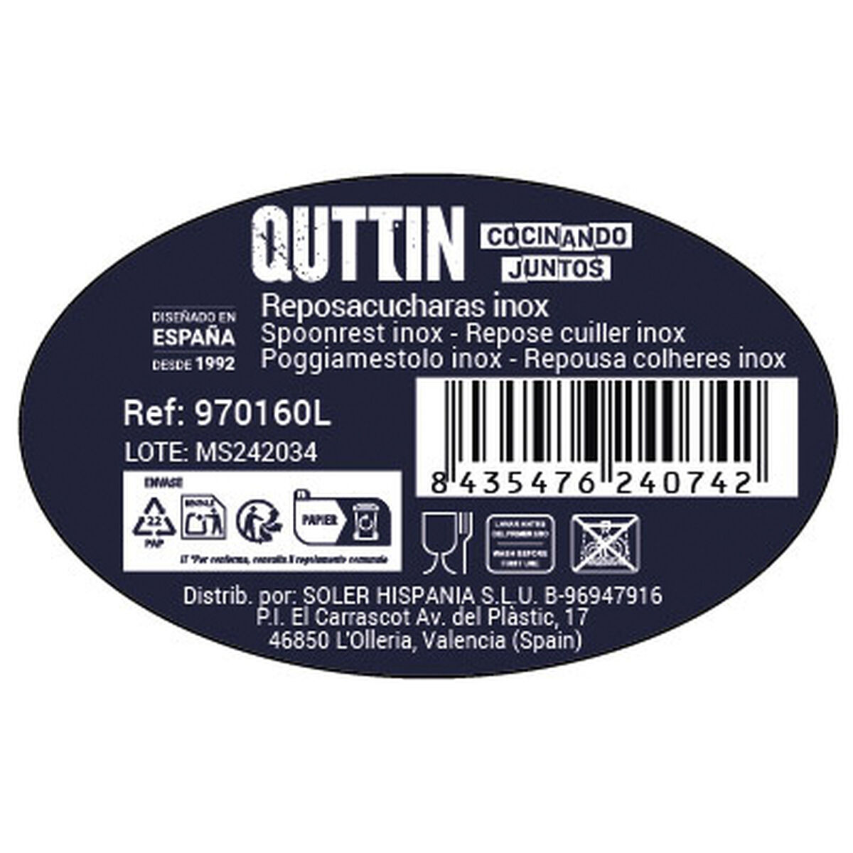 Spoon Rest Quttin 19,5 x 7,6 x 3,2 cm (36 Units)