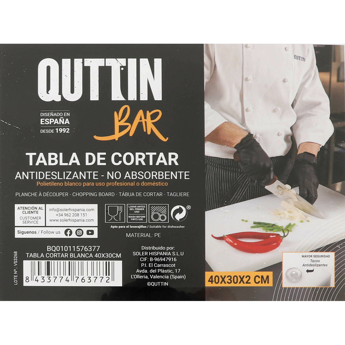 Cutting board Quttin 40 x 30 x 2 cm (6 Units)