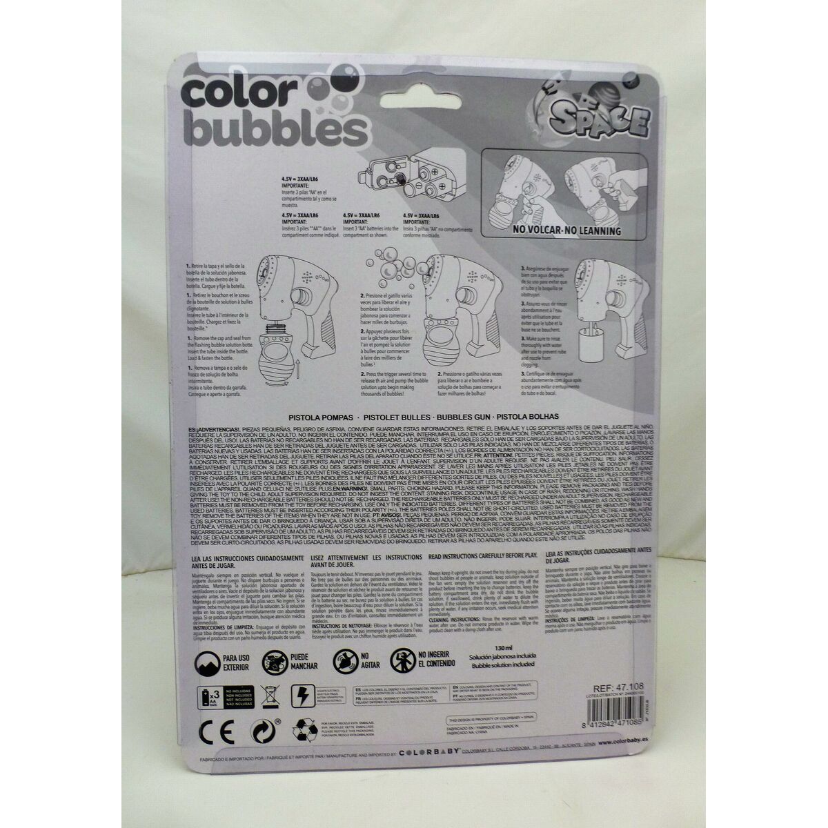 Soap Bubble Gun Colorbaby 14 x 16,5 x 5,5 cm 6 Units