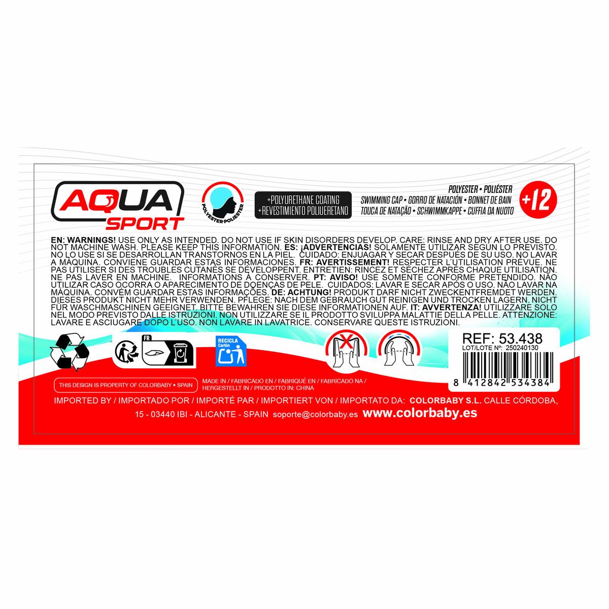 Swimming Cap Aktive Blue Red Polyester (24 Units)