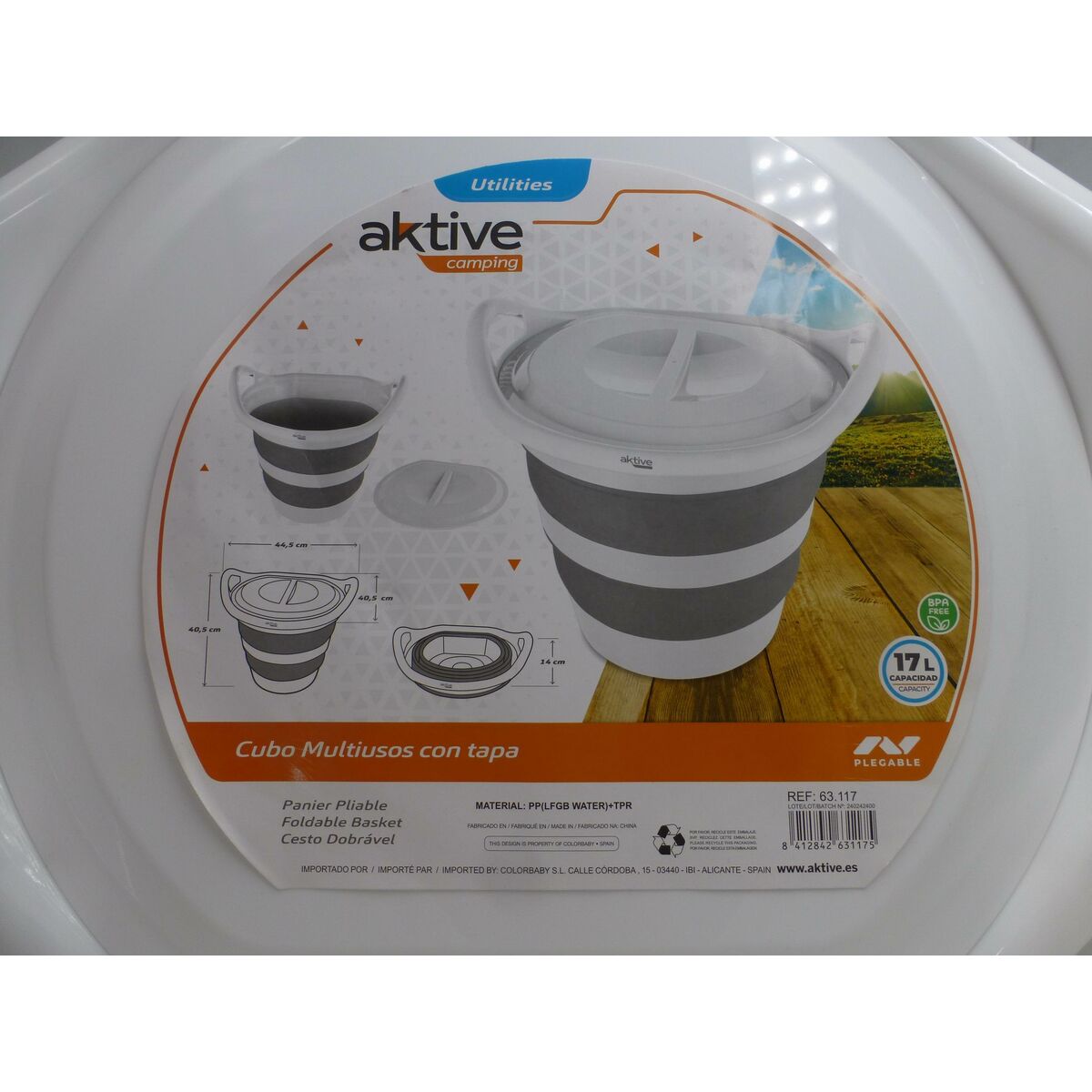 Bucket Aktive TPR 44,5 x 40,5 x 40,5 cm Foldable (2 Units)