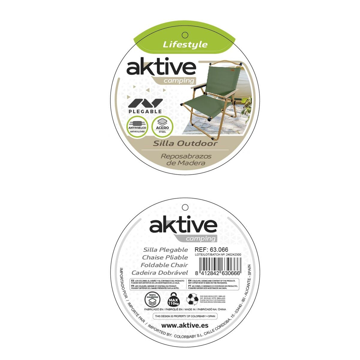 Foldable Camping Chair Aktive (2 Units)