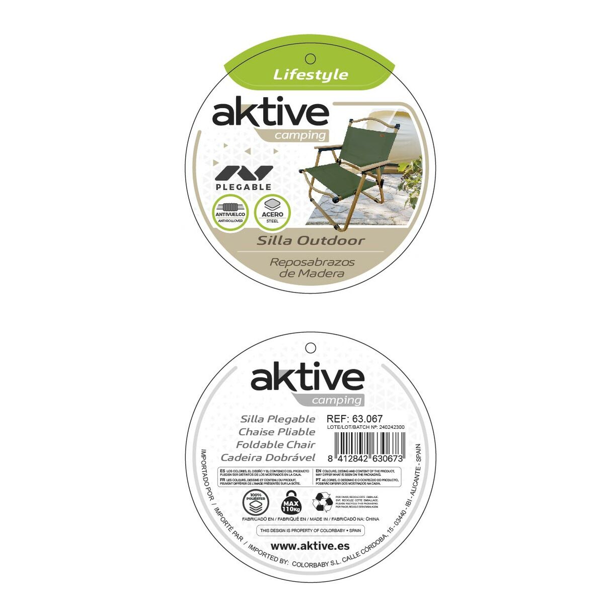 Foldable Camping Chair Aktive (2 Units)
