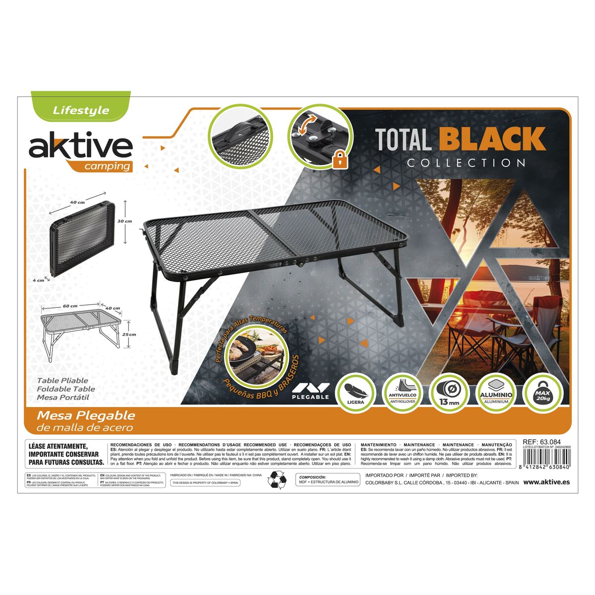 Folding Table Aktive 60 x 25 x 40 cm (4 Units)