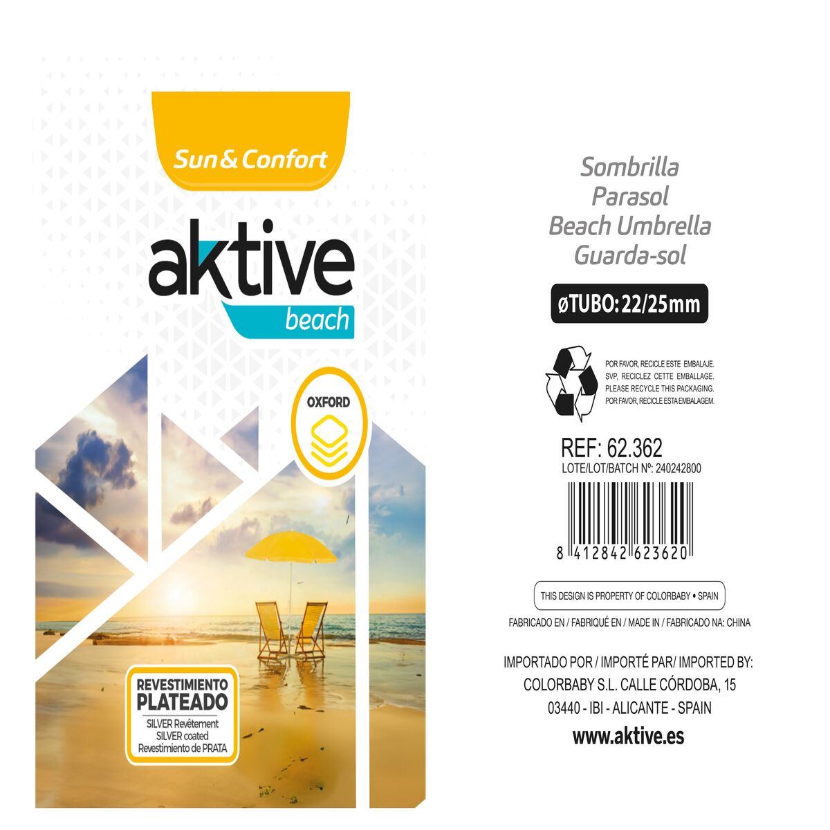 Sunshade Aktive 200 x 195 x 200 cm (6 Units)