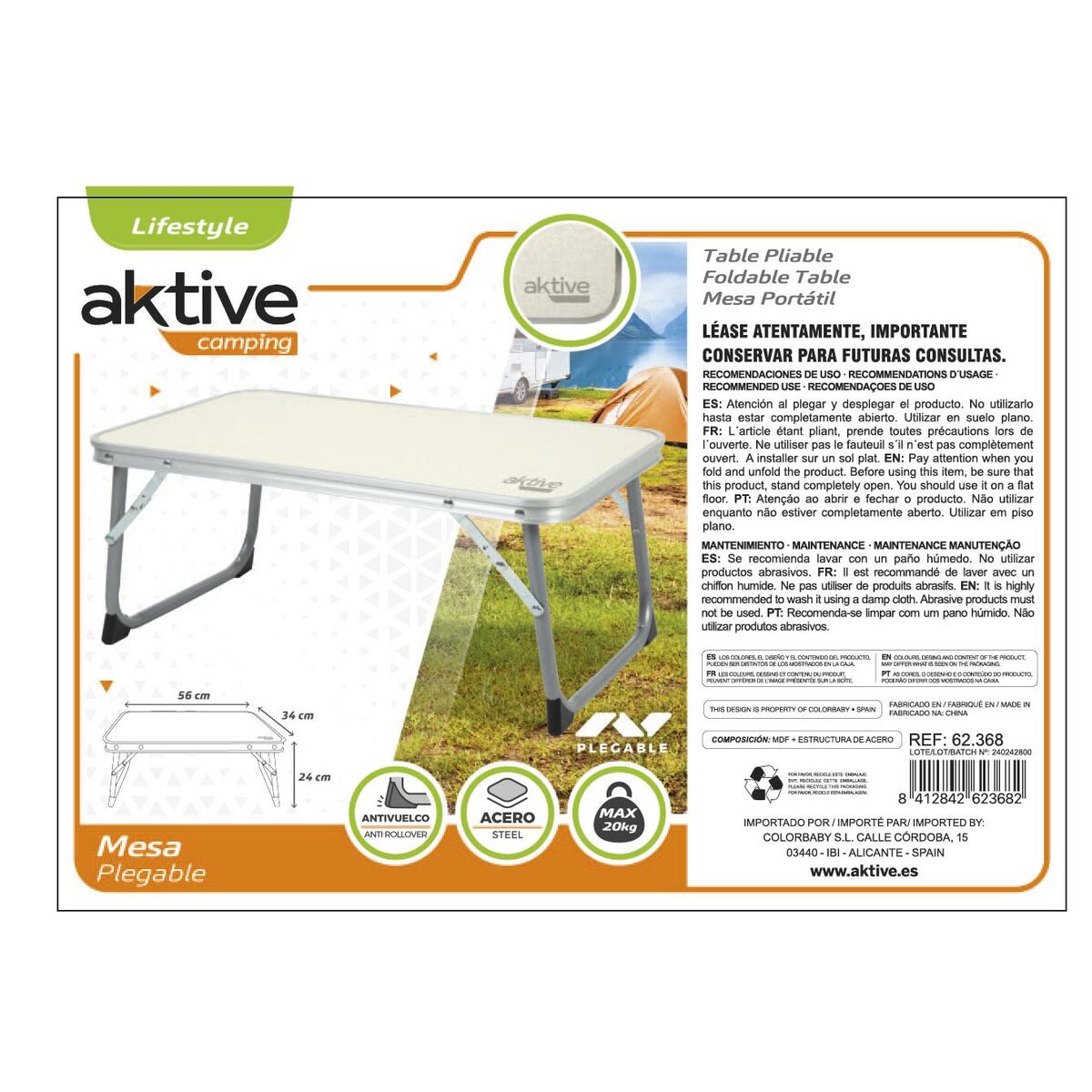 Folding Table Aktive 56 x 24 x 34 cm