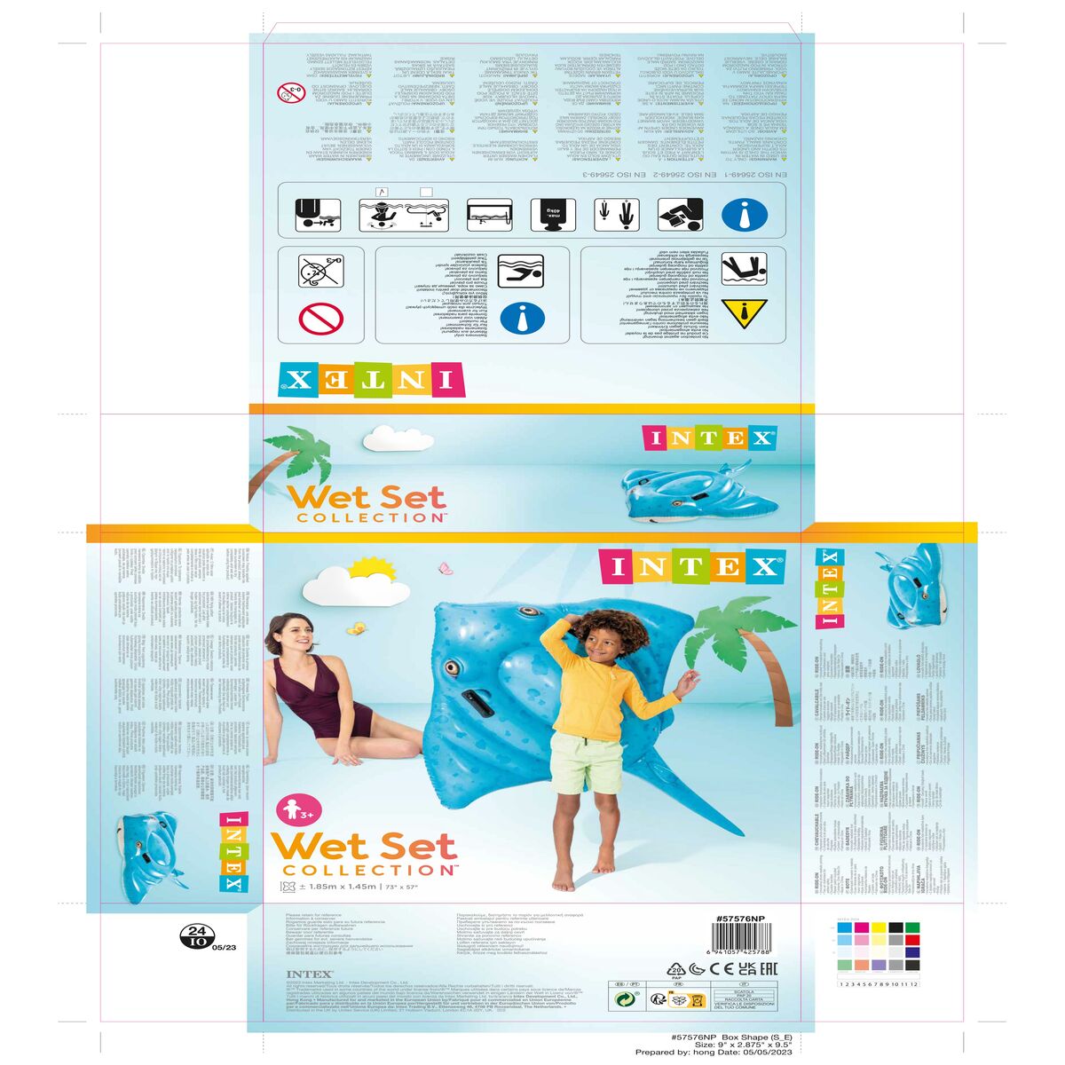 Inflatable Float Intex 145 x 185 cm (6 Units)