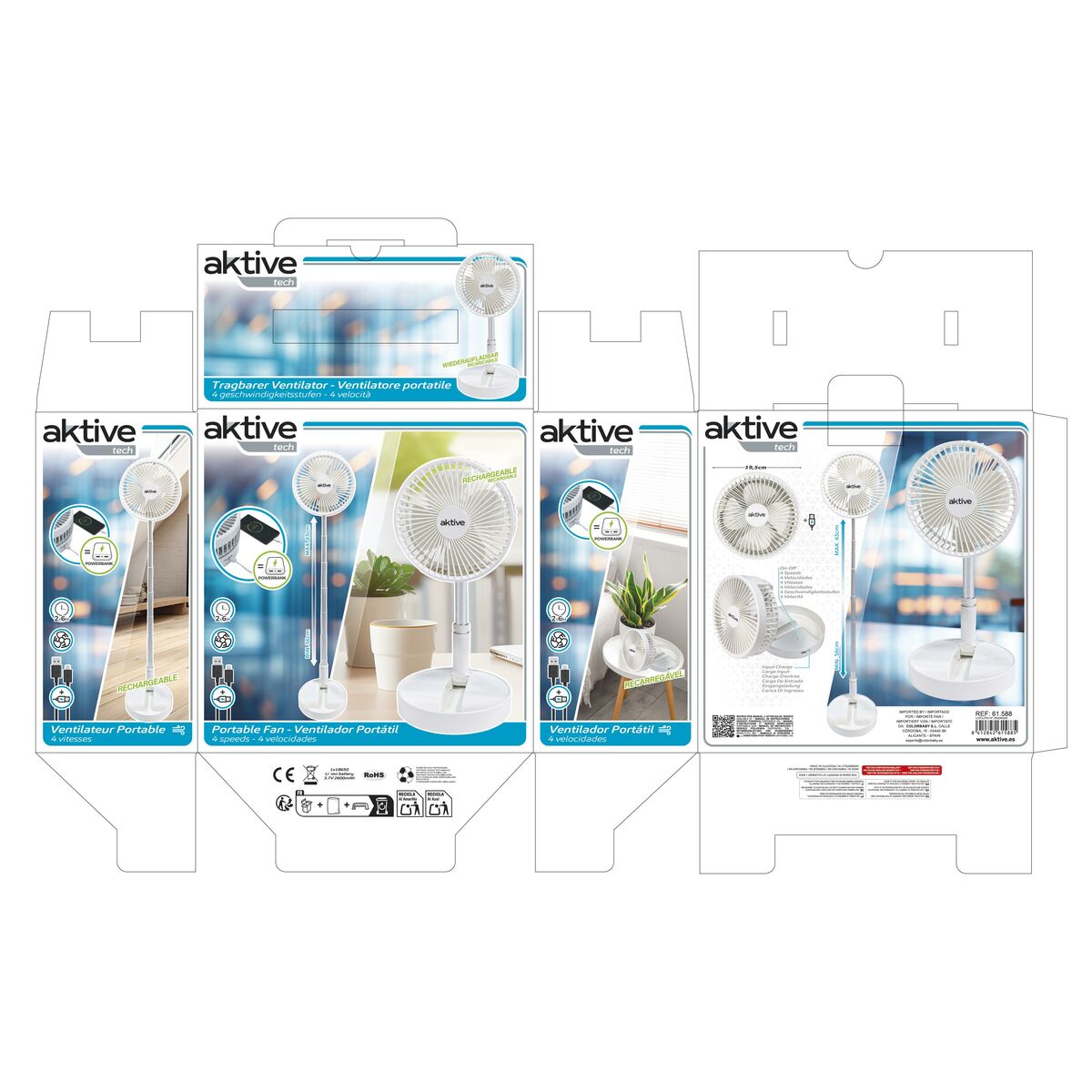 Folding Portable Ventilator Aktive Rechargeable (4 Units)