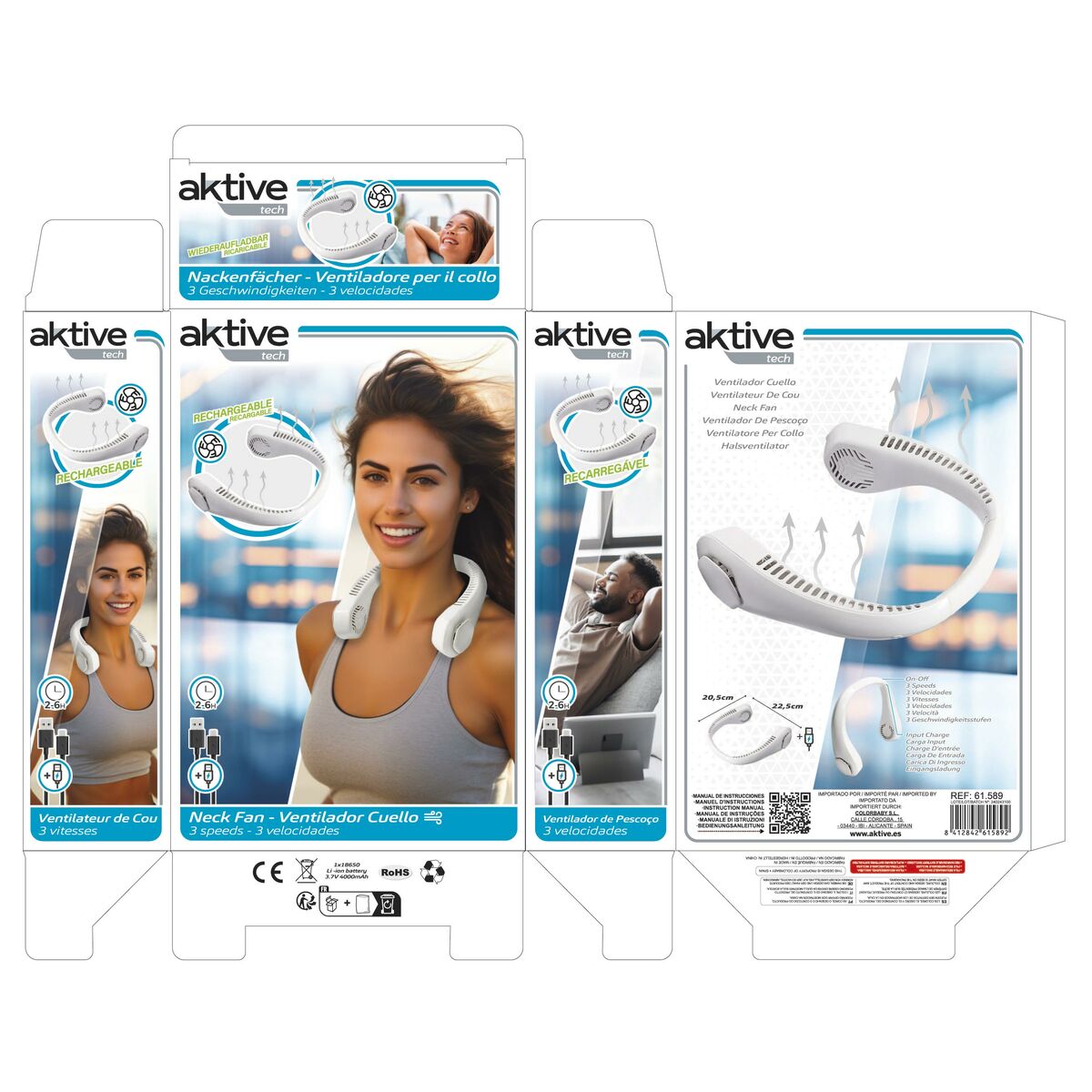 Neck fan Aktive Rechargeable (6 Units)