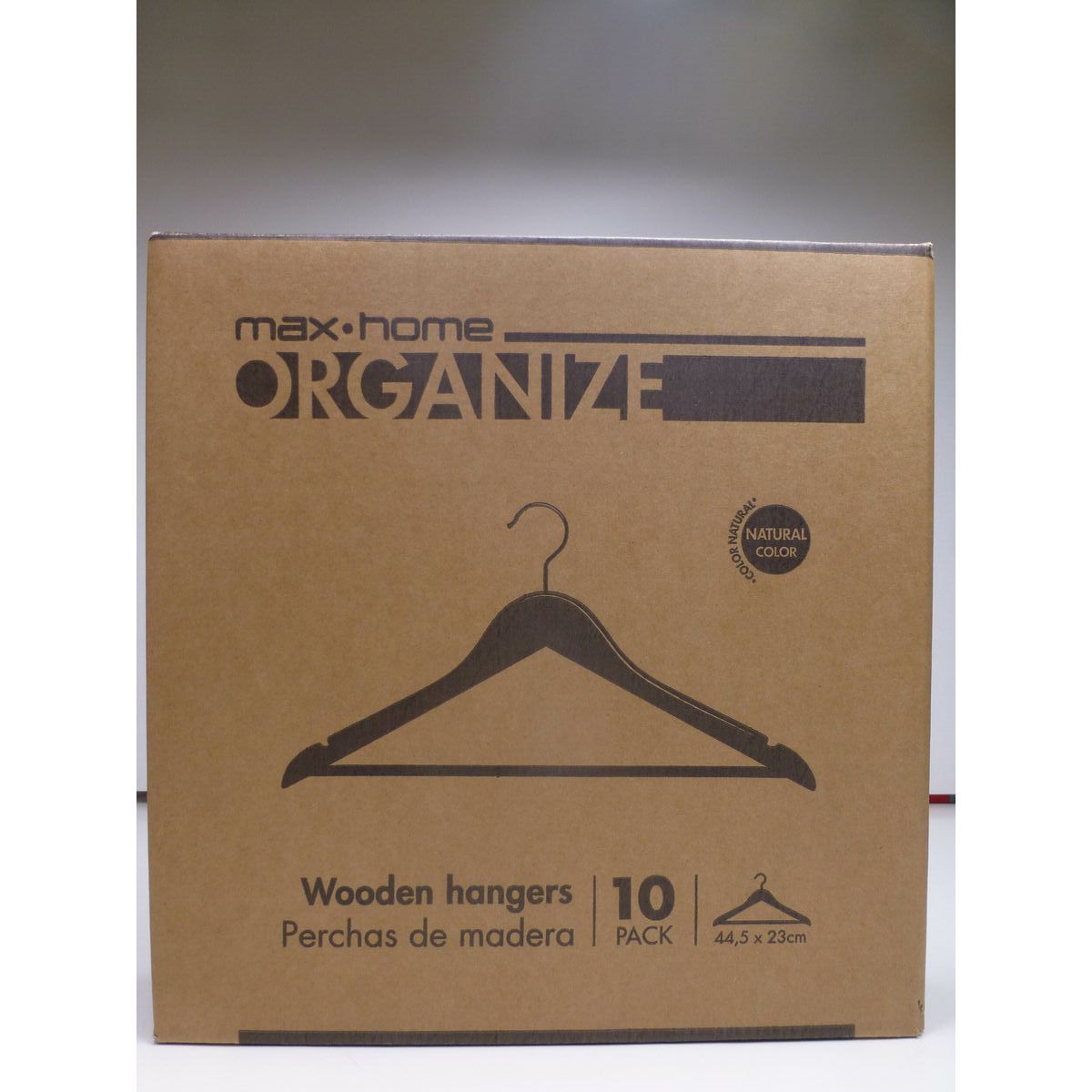 Set of Clothes Hangers Max Home Natural Wood Steel 44,5 x 23 x 1 cm 10 Pieces (6 Units)