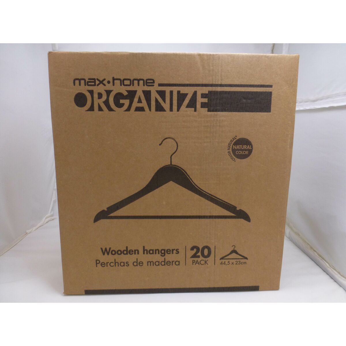 Set of Clothes Hangers Max Home Natural Wood Steel 44,5 x 23 x 1 cm 20 Pieces (4 Units)