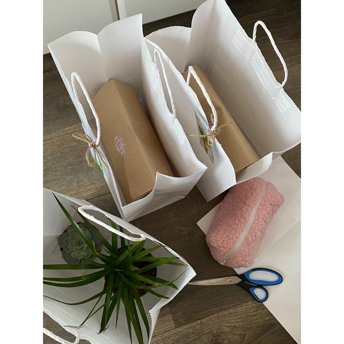 Paper Bag Algon White 20,6 x 11 x 27 cm 3 Pieces (24 Units)