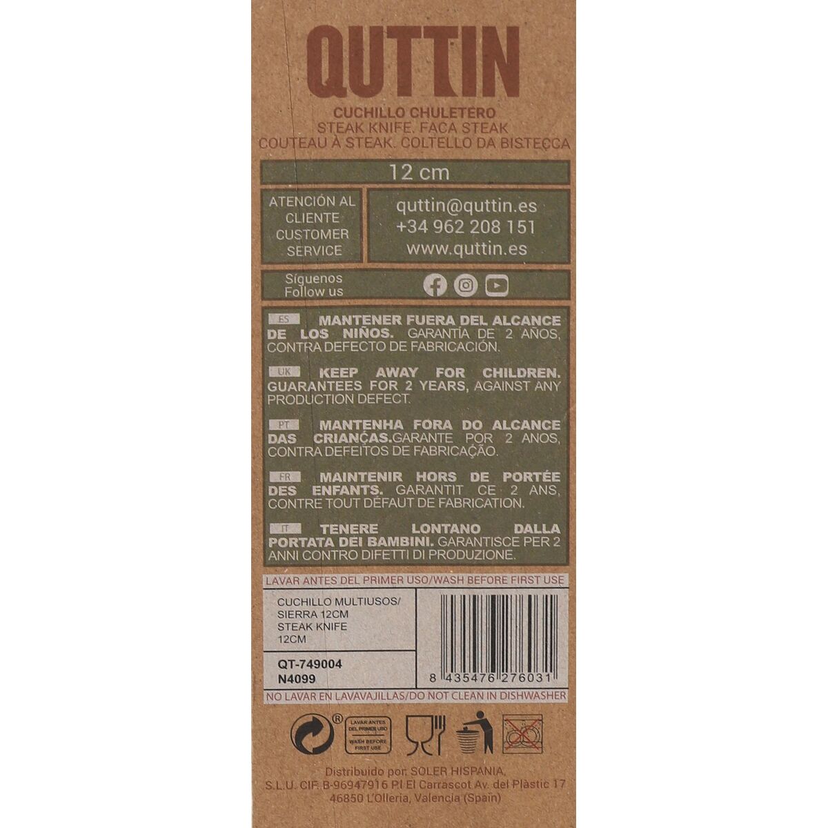 Kitchen Knife Quttin Terra 12 cm (36 Units)