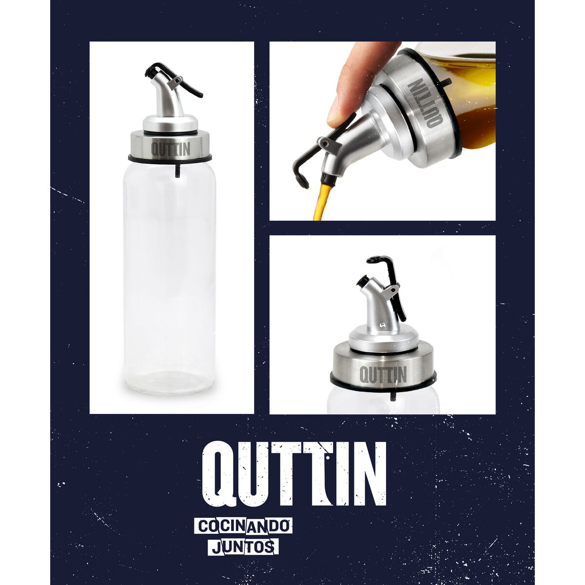 Cruet Quttin Transparent Silver Glass 5,5 x 5,5 x 20,5 cm (12 Units)