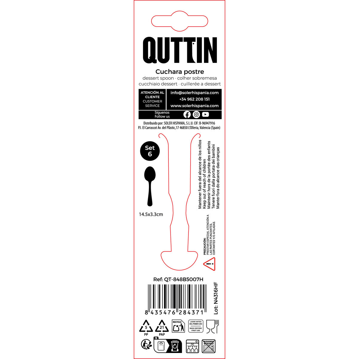 Dessert spoon Quttin Classic 6 Pieces (12 Units)