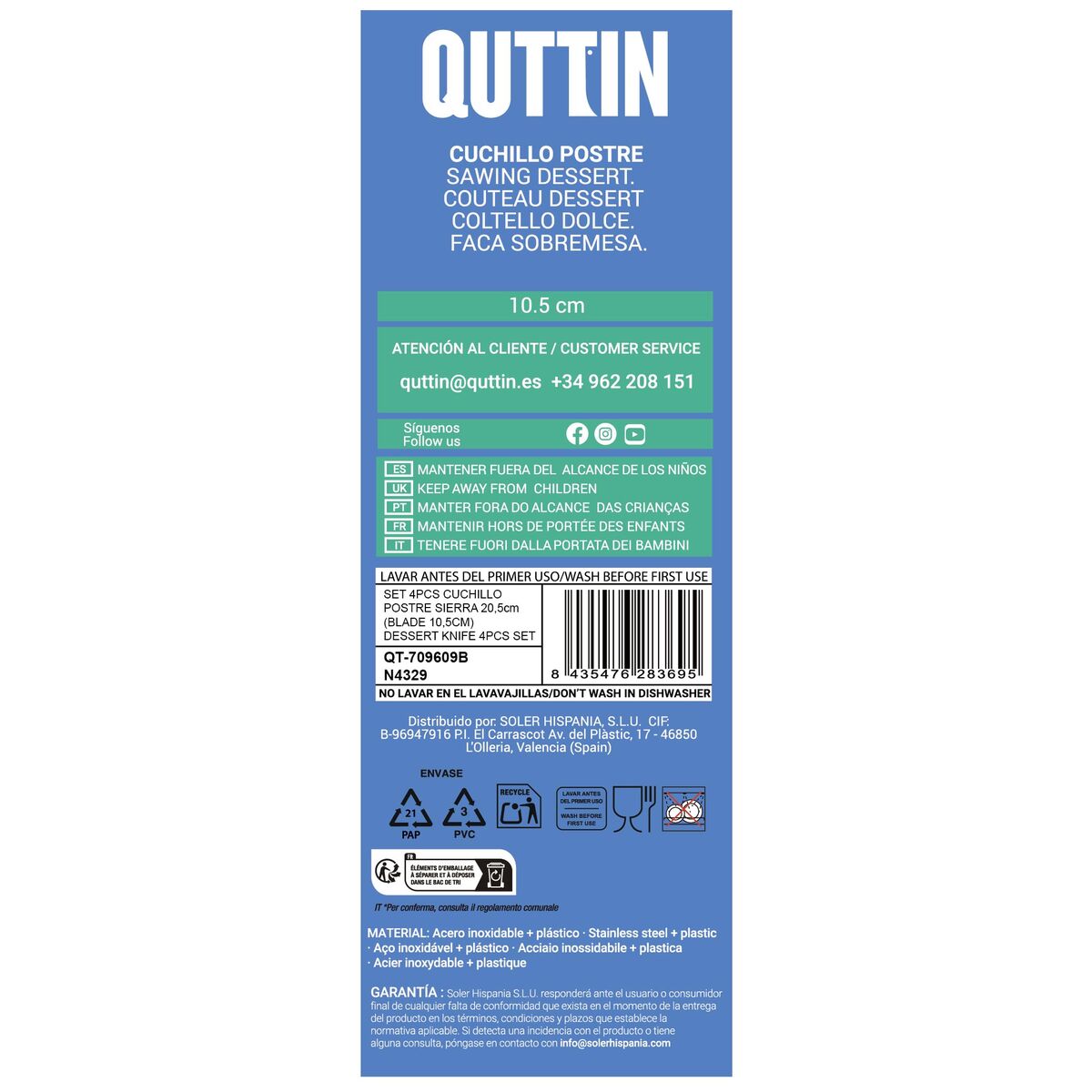 Table spoon Quttin YVORY 10,5 cm 4 Pieces (18 Units)