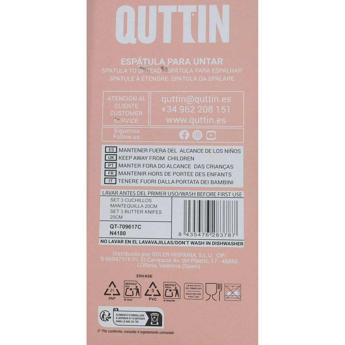Kitchen Knife Quttin Basic 20 cm 0,8 mm 3 Pieces (12 Units)