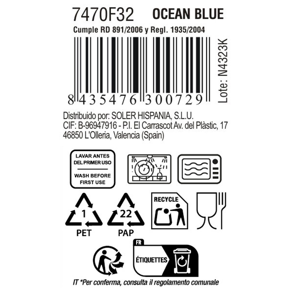 Mug La Mediterránea Ocean blue 90 ml (36 Units)