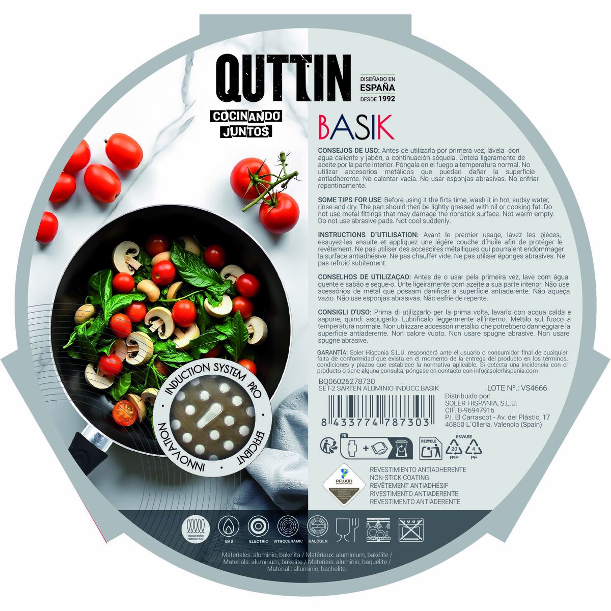 Set of pans Quttin Aluminium 24 cm 2 Pieces (4 Units)