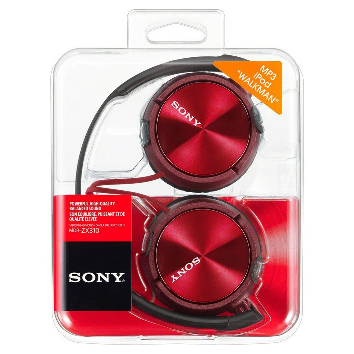 Headphones with Headband Sony MDR-ZX310AP Red Headphones with Headband Sony MDR-ZX310AP Red