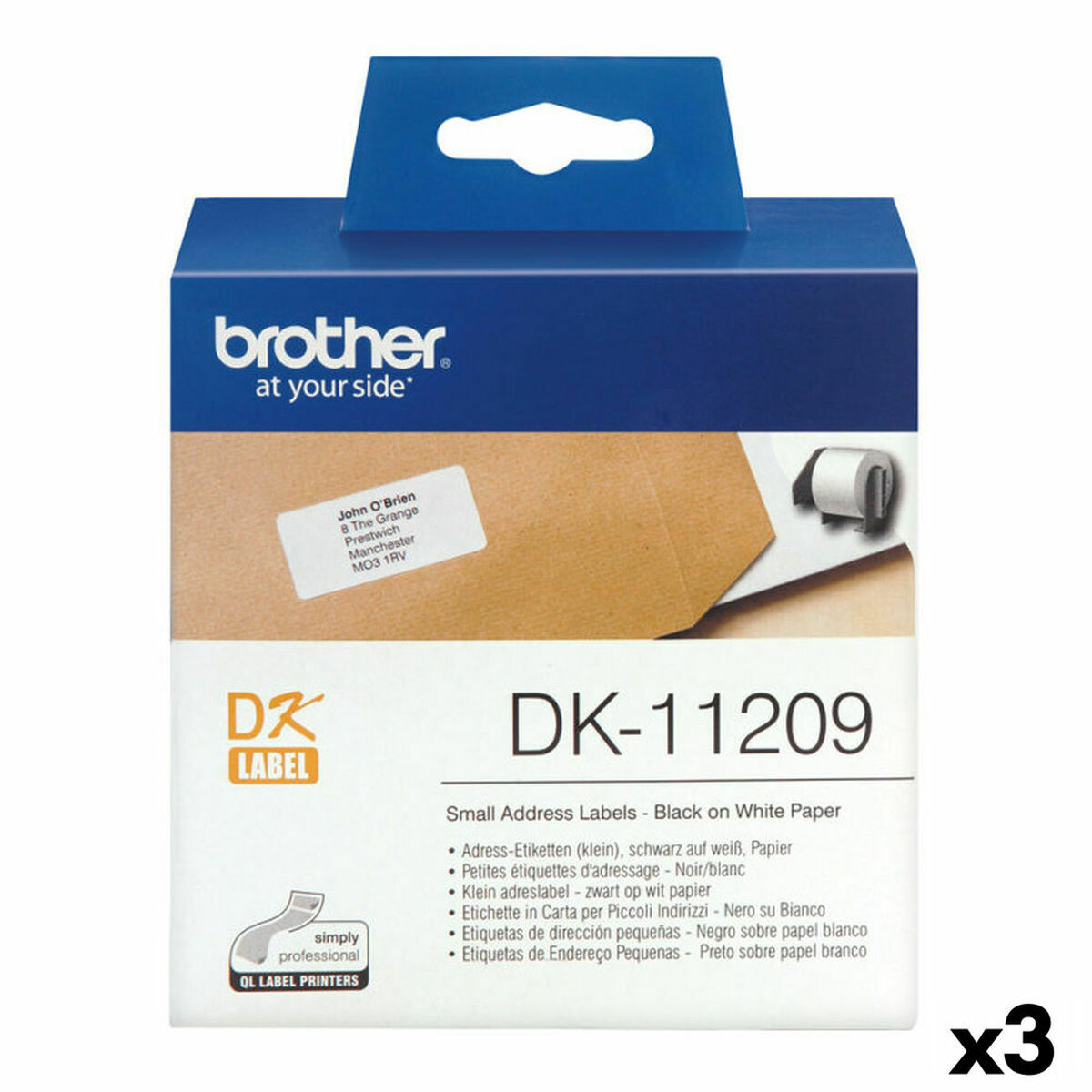 Printer Labels Brother DK-11209 Black/White 62 x 29 mm (3 Units) Printer Labels Brother DK-11209 Black/White 62 x 29 mm (3 Units)