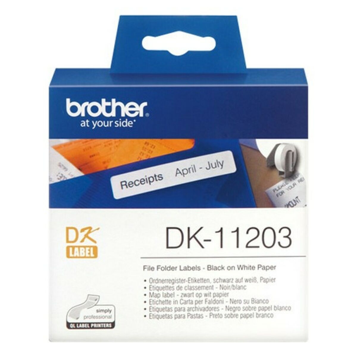 Labels Brother DK-11203 White Black Black/White Paper Labels Brother DK-11203 White Black Black/White Paper
