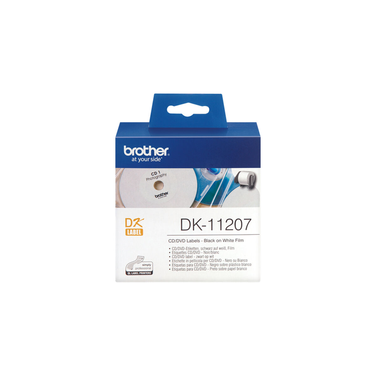 Printer Labels Brother DK-11207 CD/DVD ø 58 mm Black/White Printer Labels Brother DK-11207 CD/DVD ø 58 mm Black/White